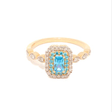 Blue Topaz Diamond Ring in Gold