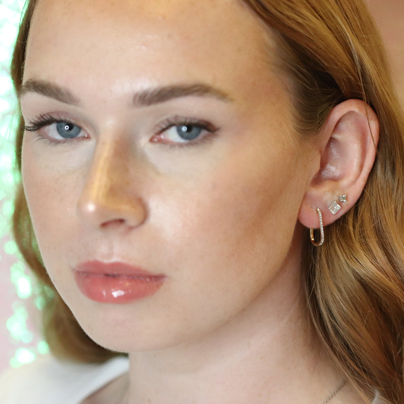Diamond Hoops in Yellow Gold on a Person