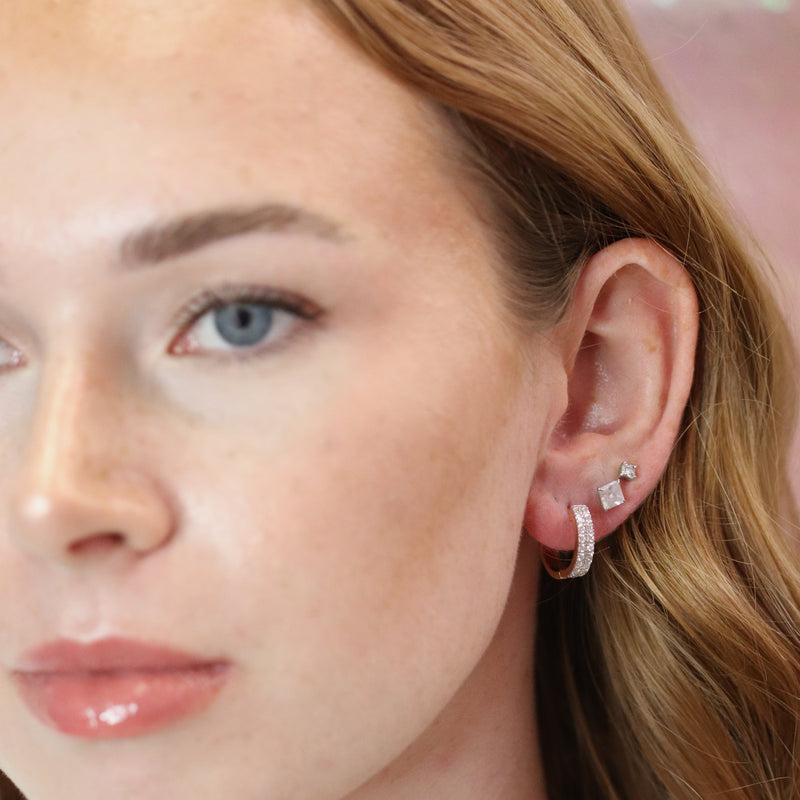 Double Row Huggies in Diamonds