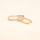 Gold Hoop Huggies with Diamonds