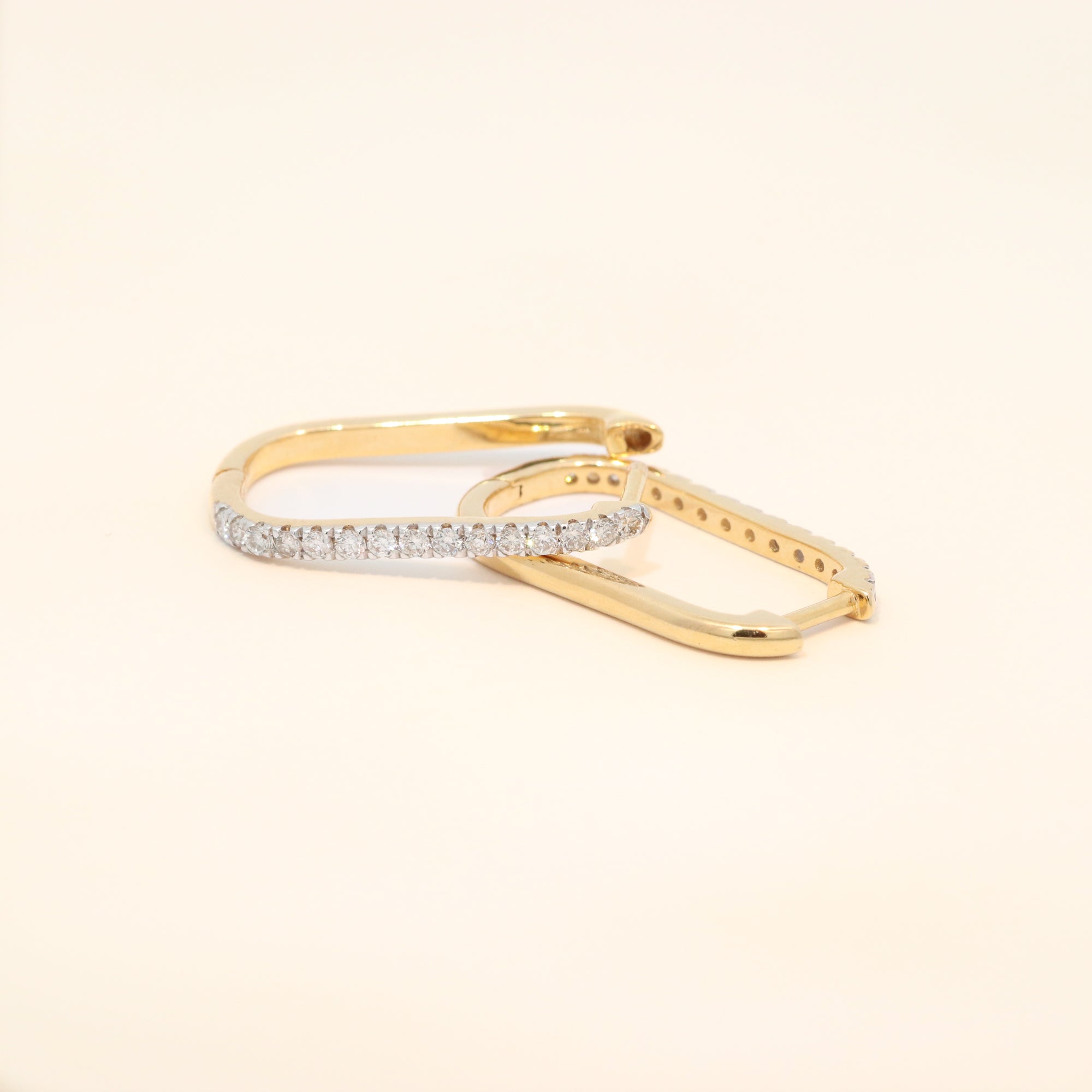 Gold Hoop Huggies with Diamonds