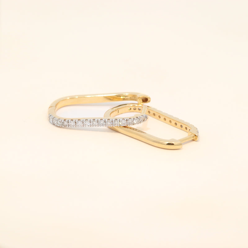 Gold Hoop Huggies with Diamonds