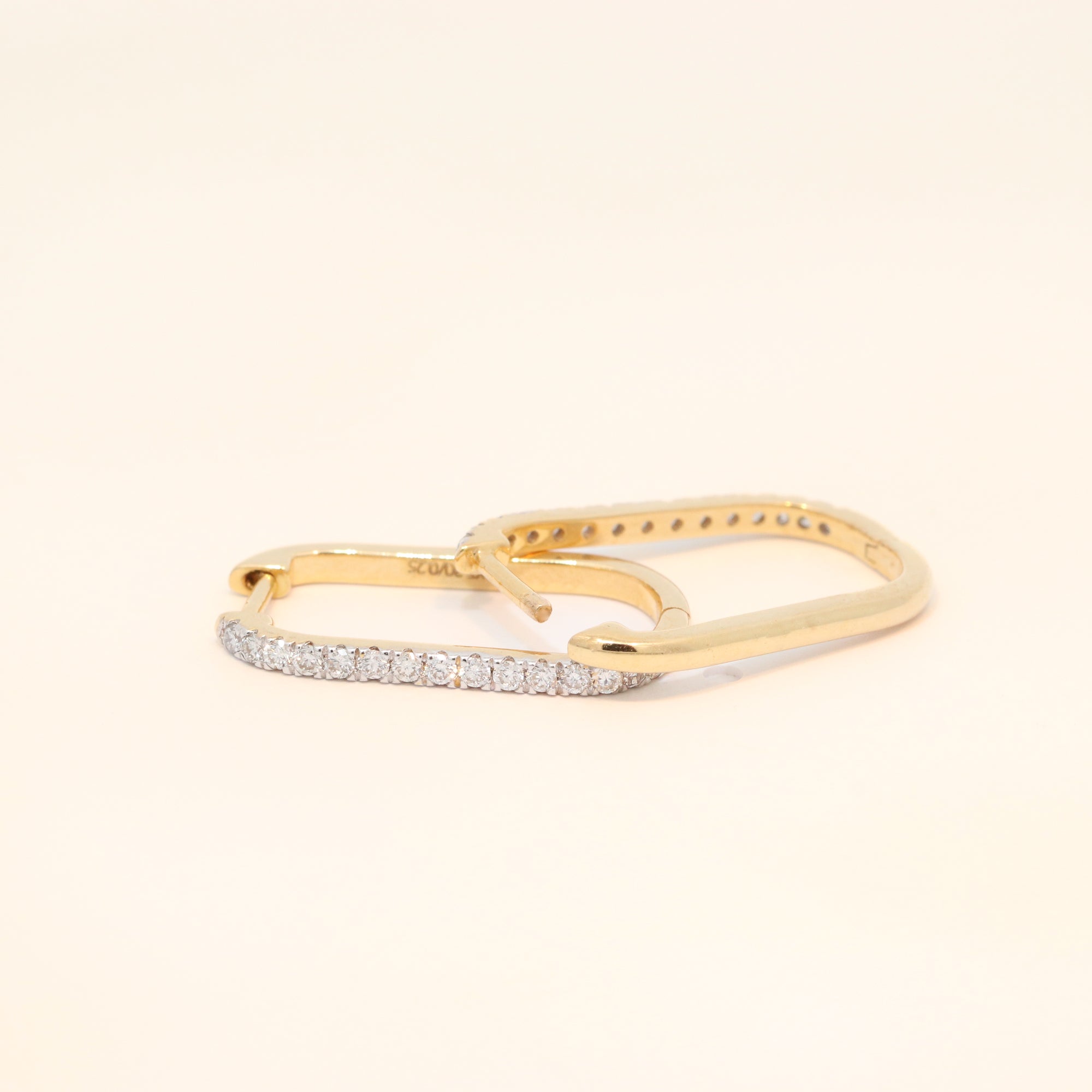 Gold Hoop Huggies with Diamonds