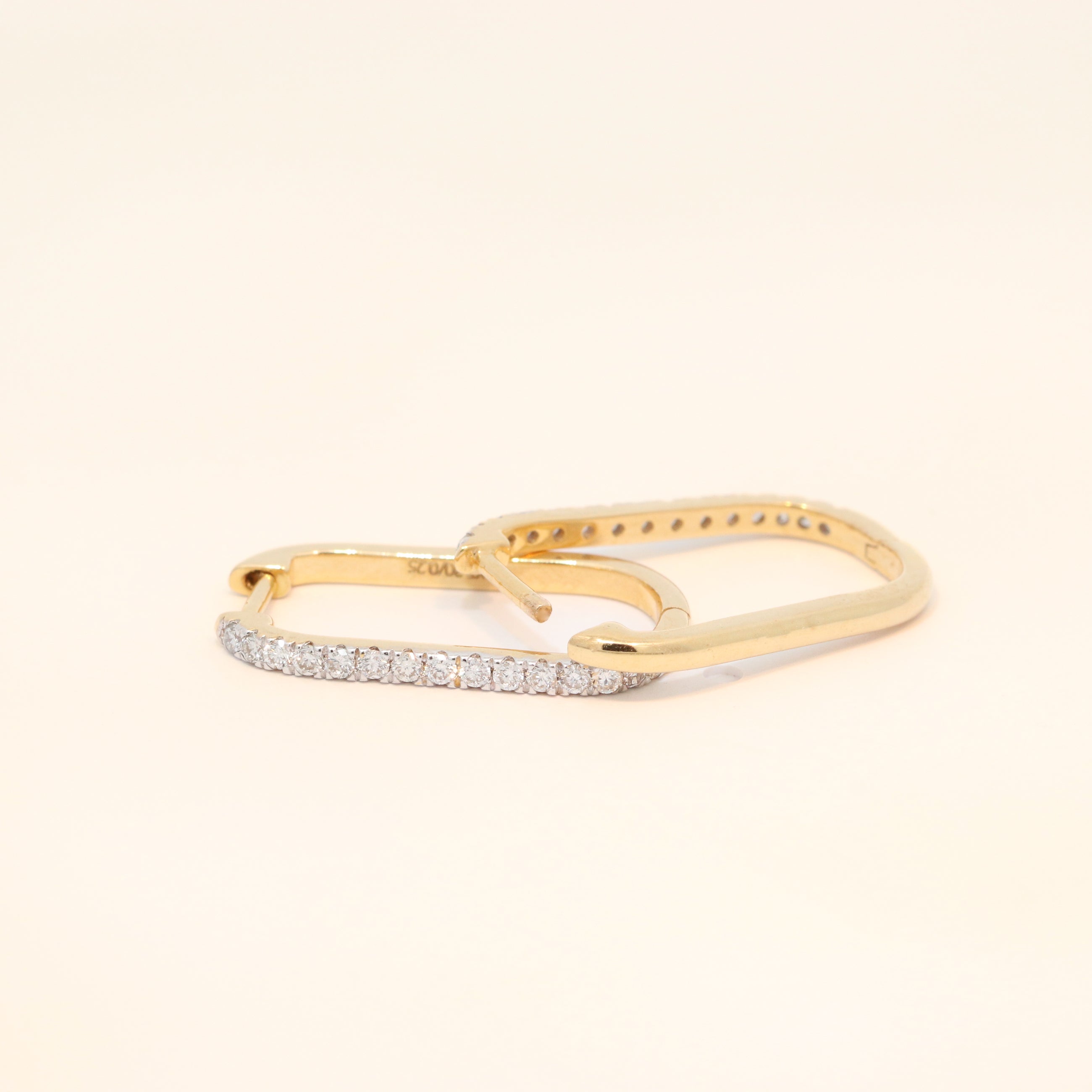 Gold Hoop Huggies with Diamonds