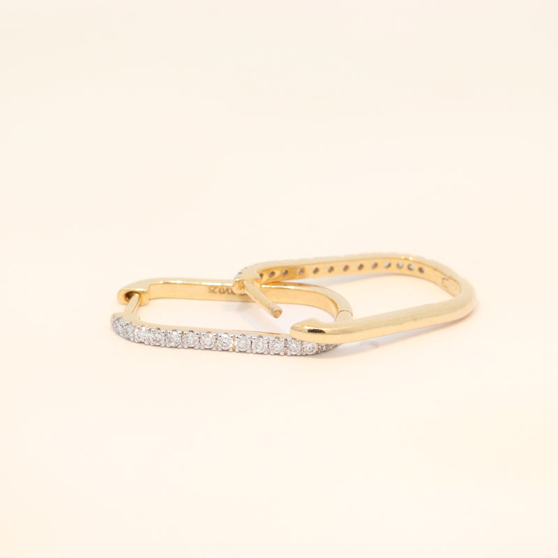 Gold Hoop Huggies with Diamonds