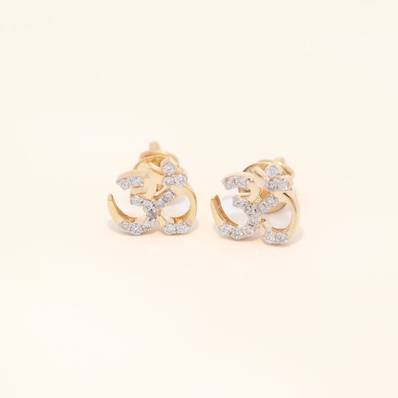 Diamond Om Stud Earrings