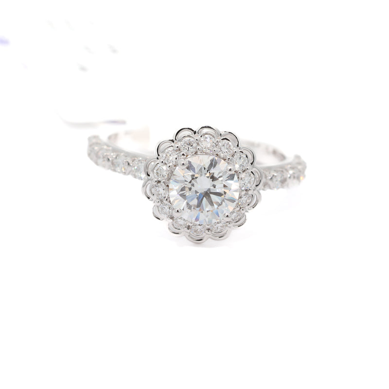1 Carat Round Diamond Ring in Floral Design