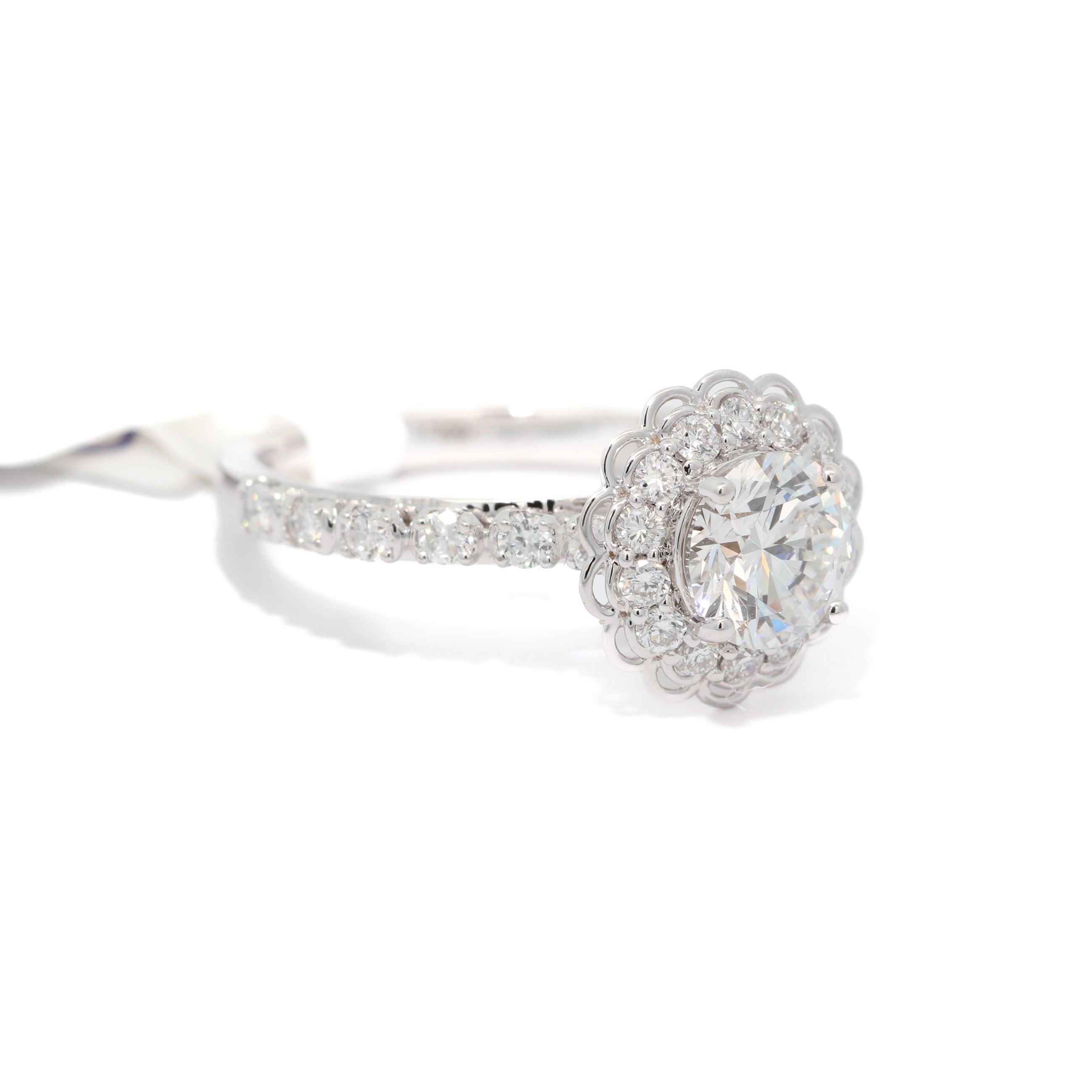 1 Carat Round Diamond Ring in Floral Design