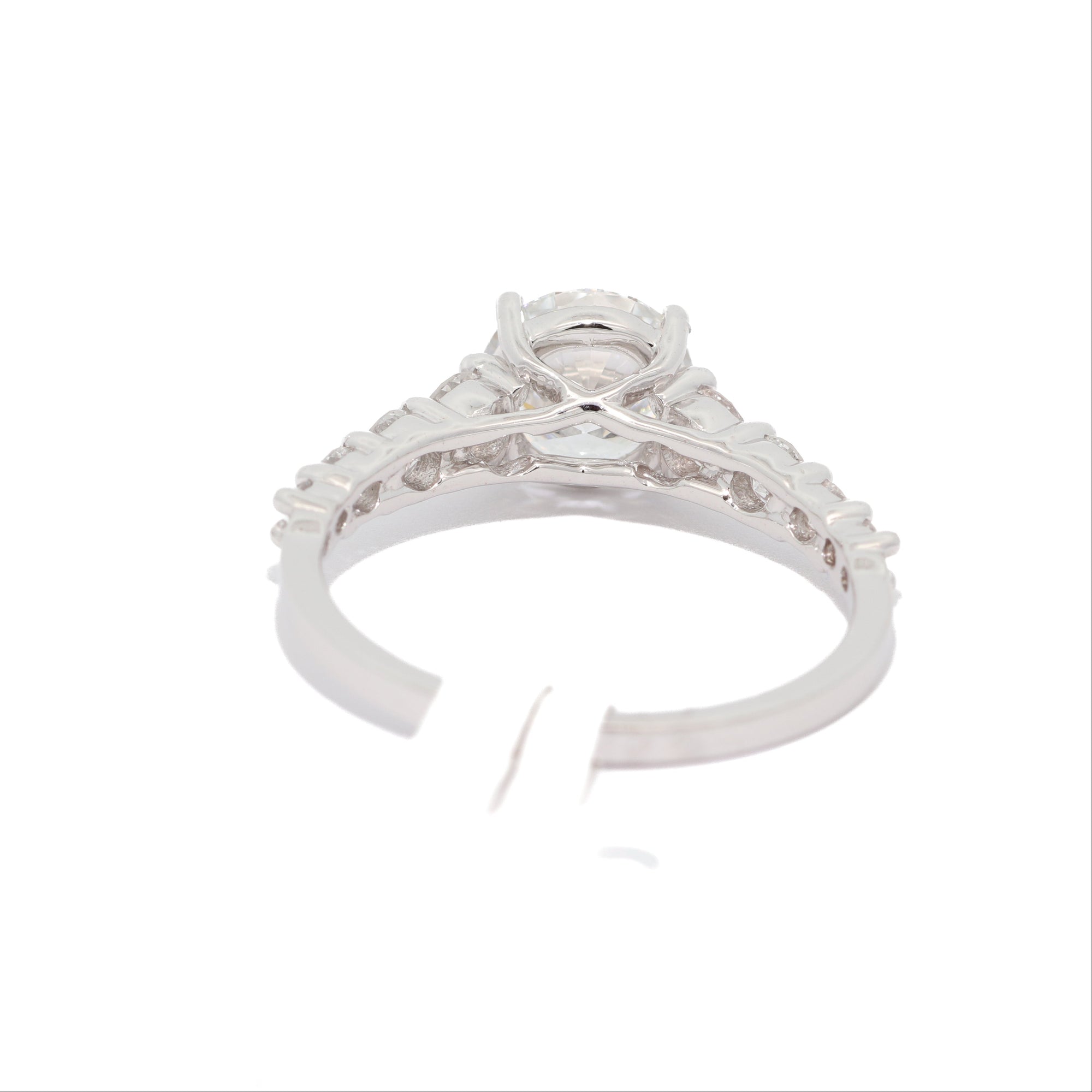 White gold ring with diamonnds on a white background