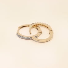 Diamond Hoop Huggies in Yellow Gold