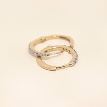 Diamond Hoop Huggies in Yellow Gold