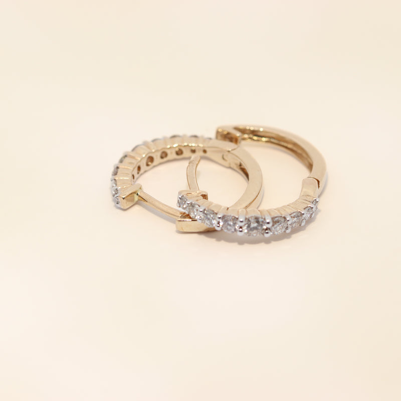 Diamond Huggies in Yellow Gold