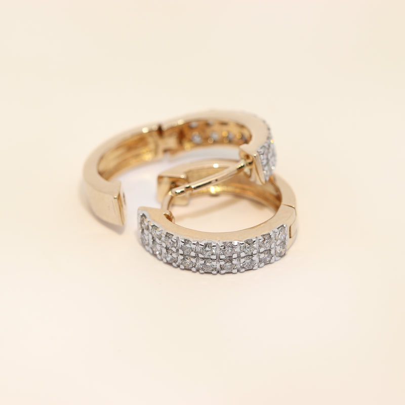 Double-Row Pavé Set Diamond Huggies