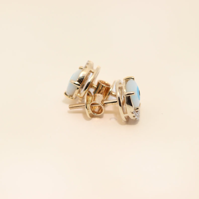 Diamond Halo Evil Eye Stud Earrings