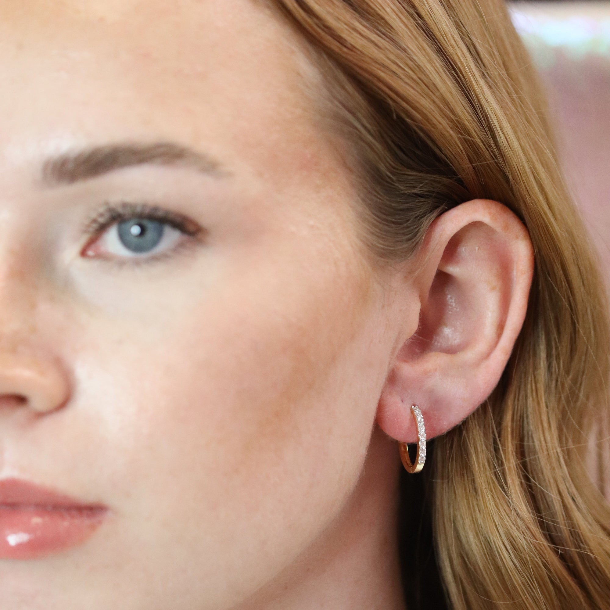 Diamond Huggies in Yellow Gold