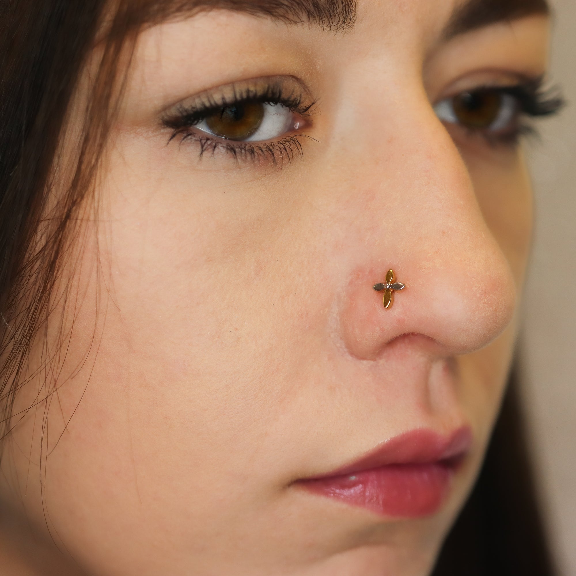 Crucifix Gold Nose Pin (18K)