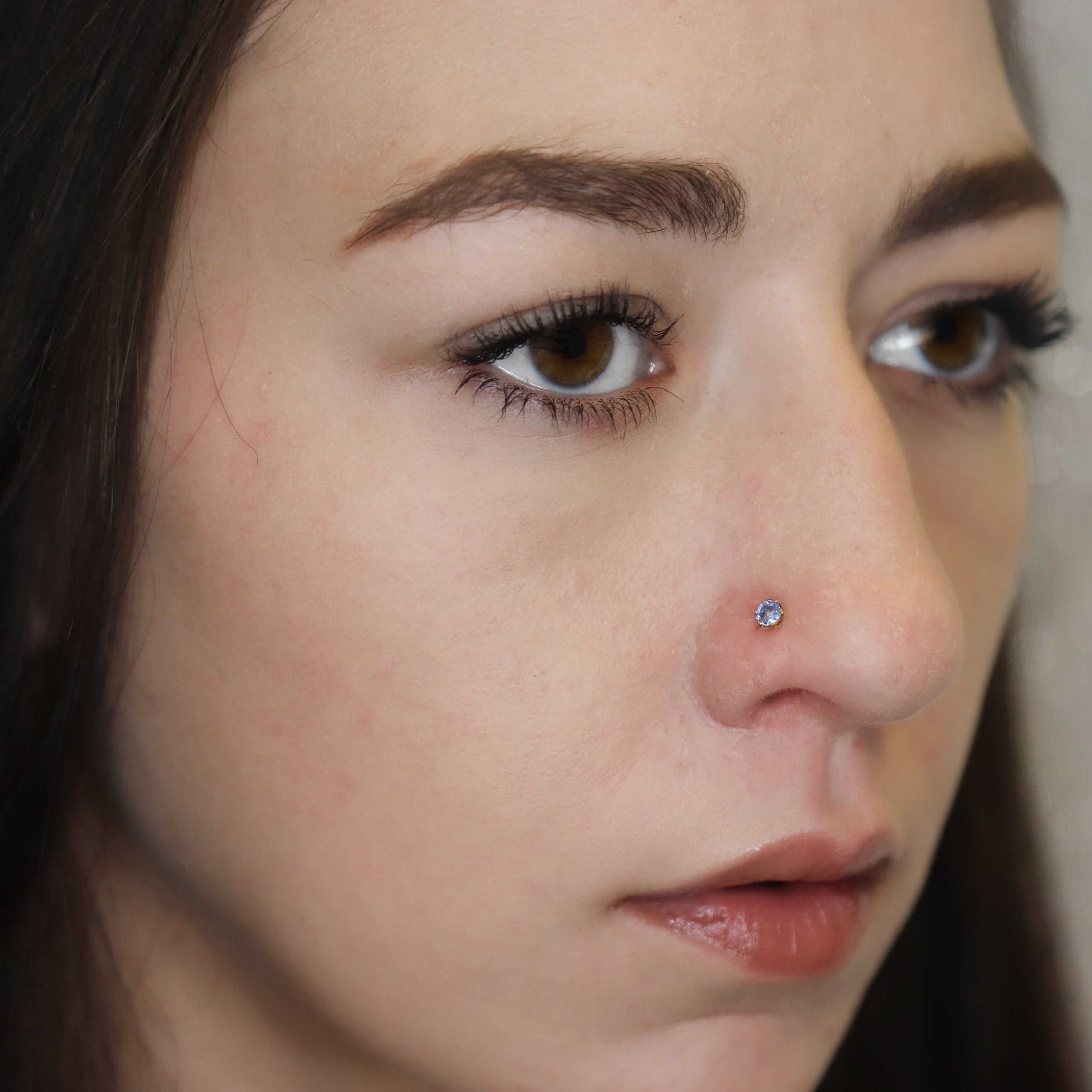 Aquamarine Nose Pin (18K)