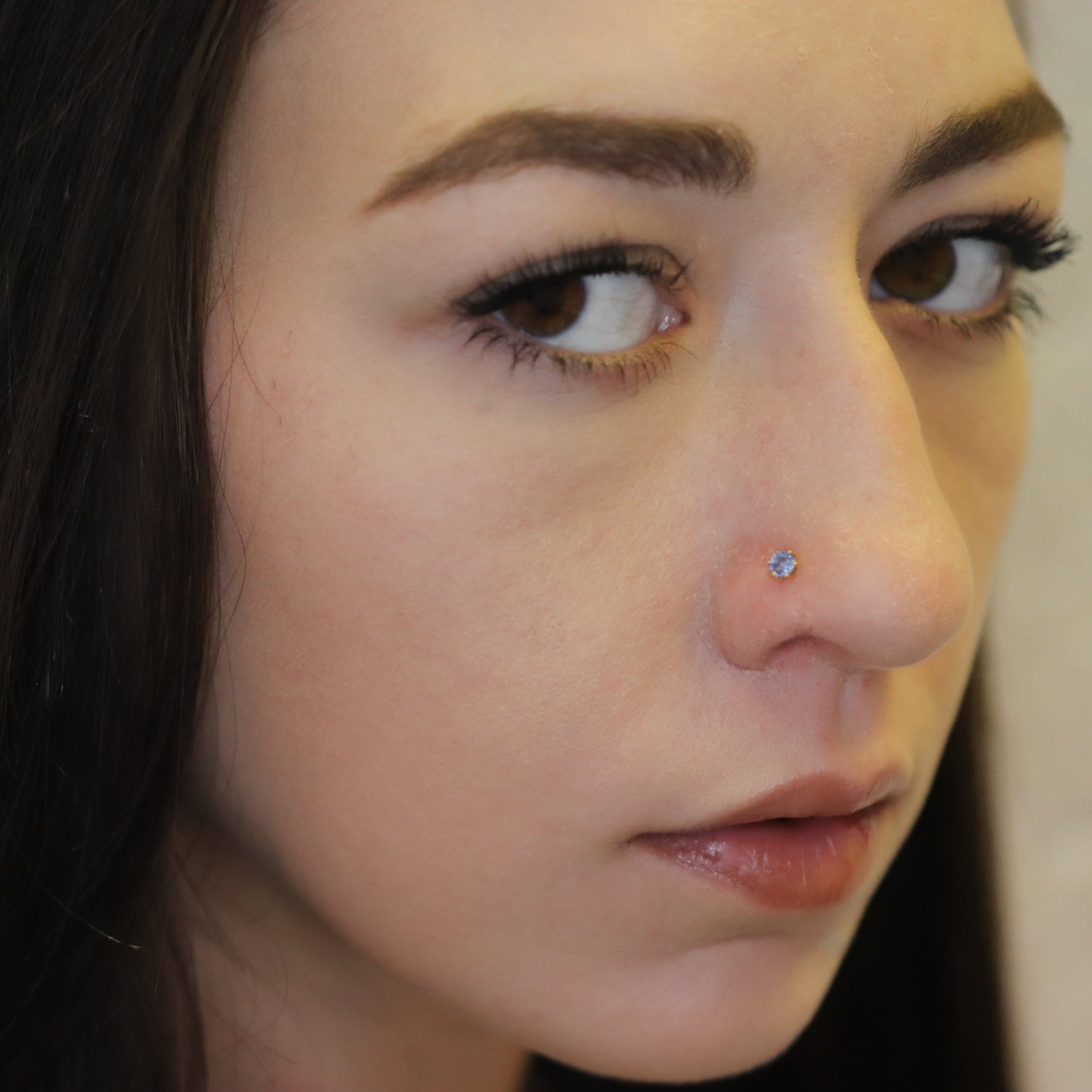 Aquamarine Nose Pin (18K)