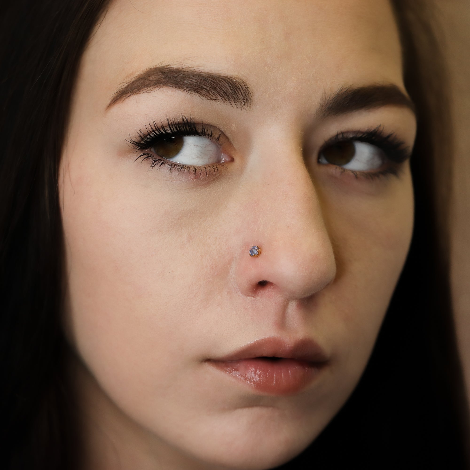 Aquamarine Nose Pin (18K)
