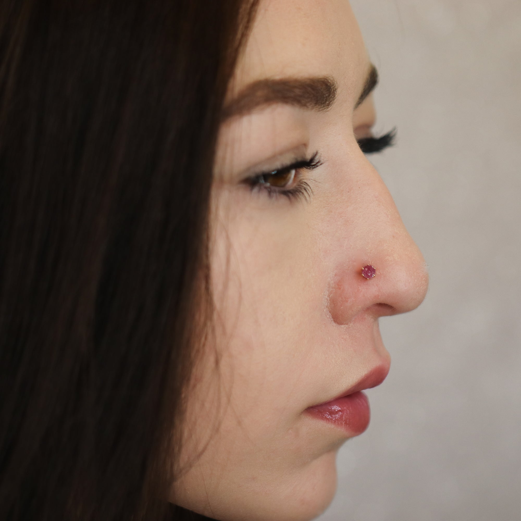 Red Ruby Nose Pin (18K)
