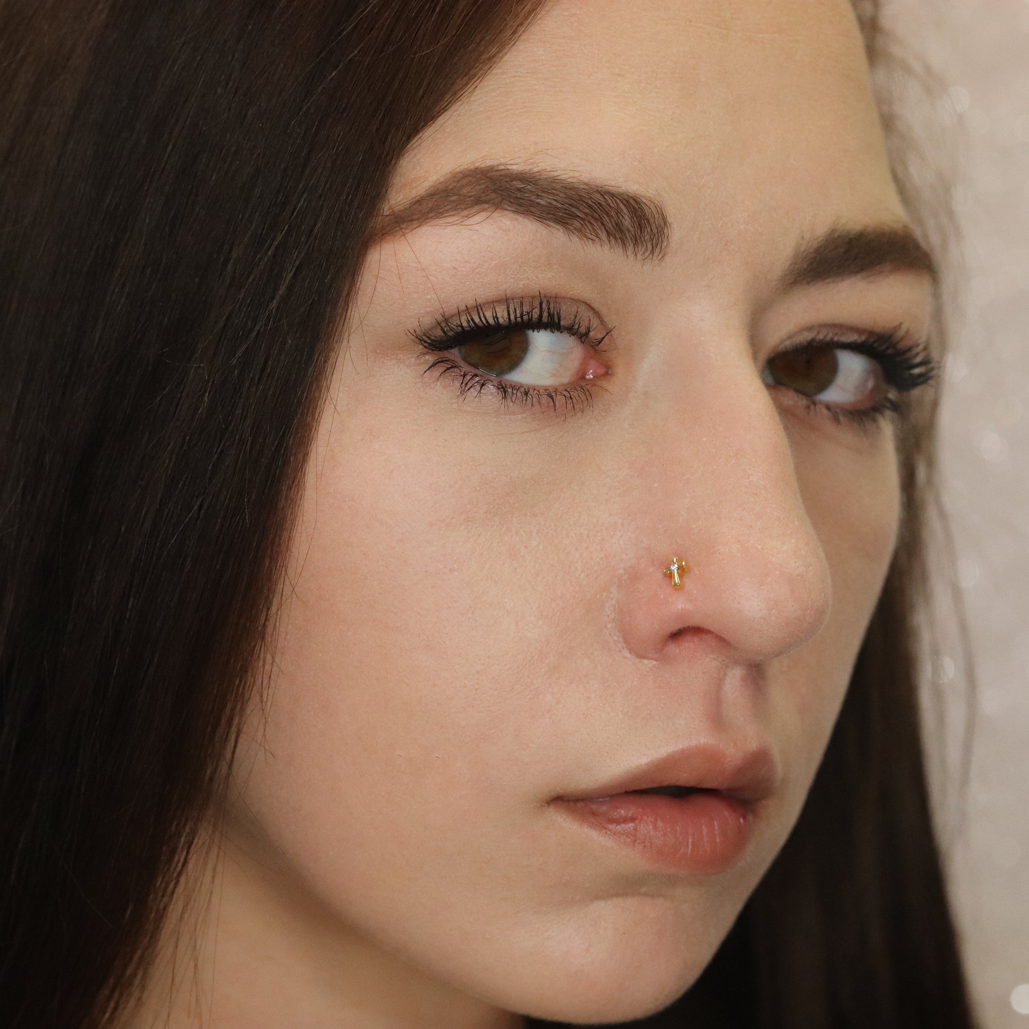 Crucifix Diamond Nose Pin (18K)