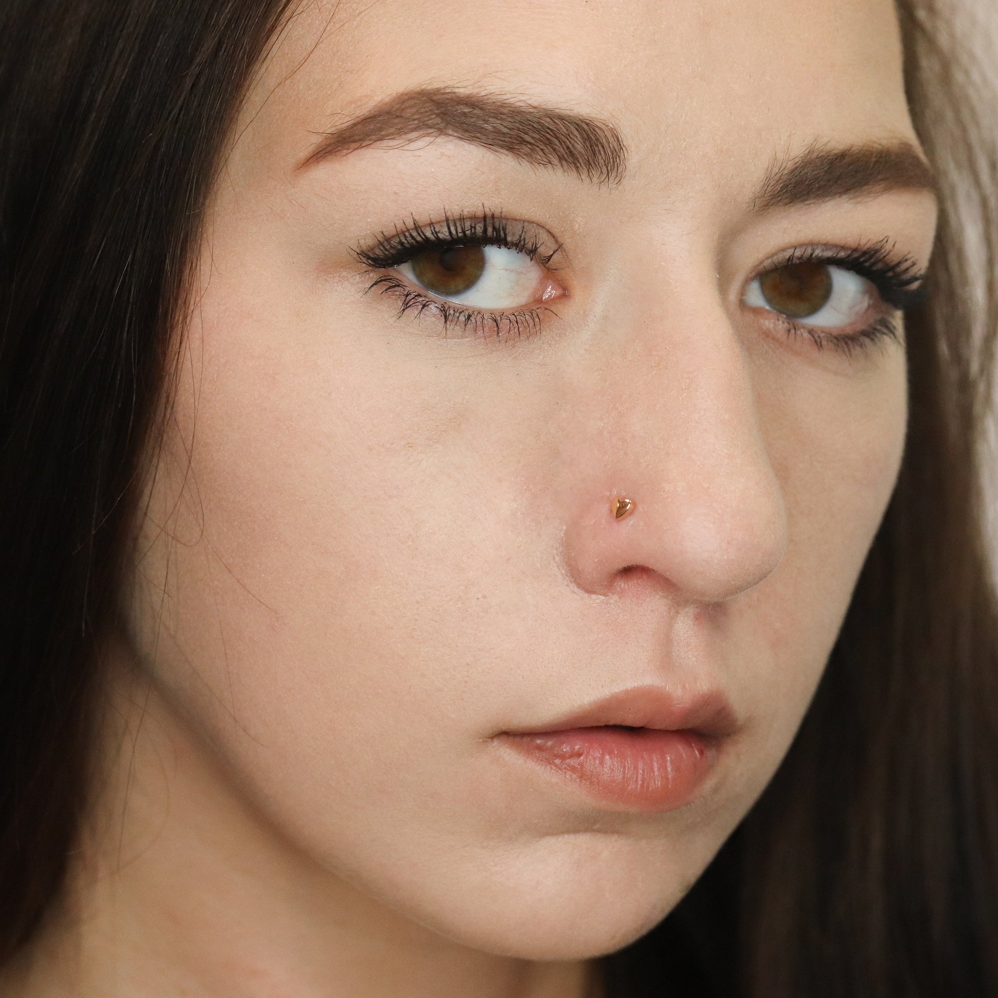 Gold Heart Nose Pin (18K)