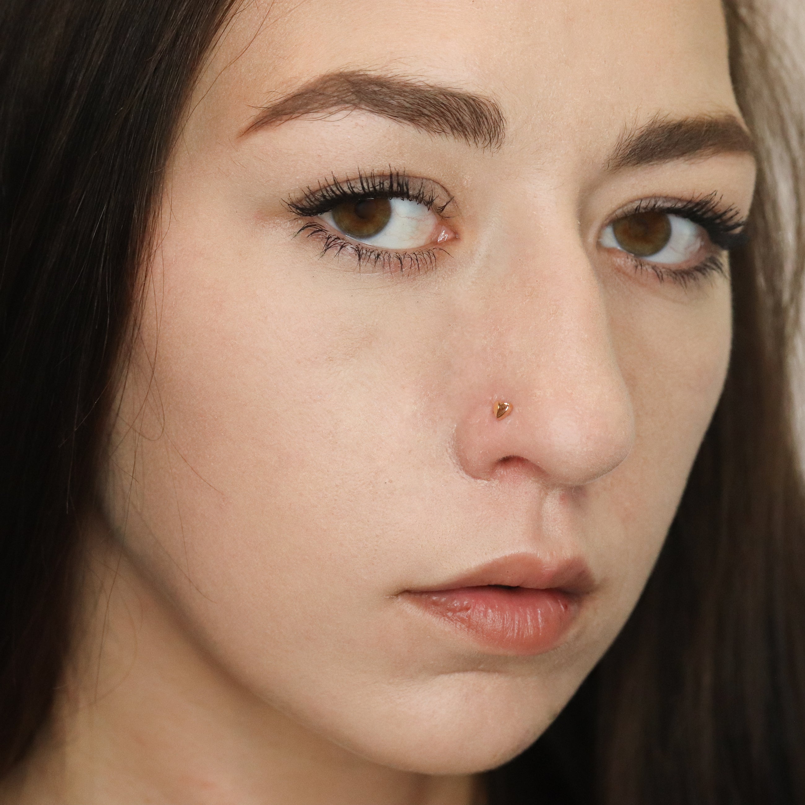 Gold Heart Nose Pin (18K)