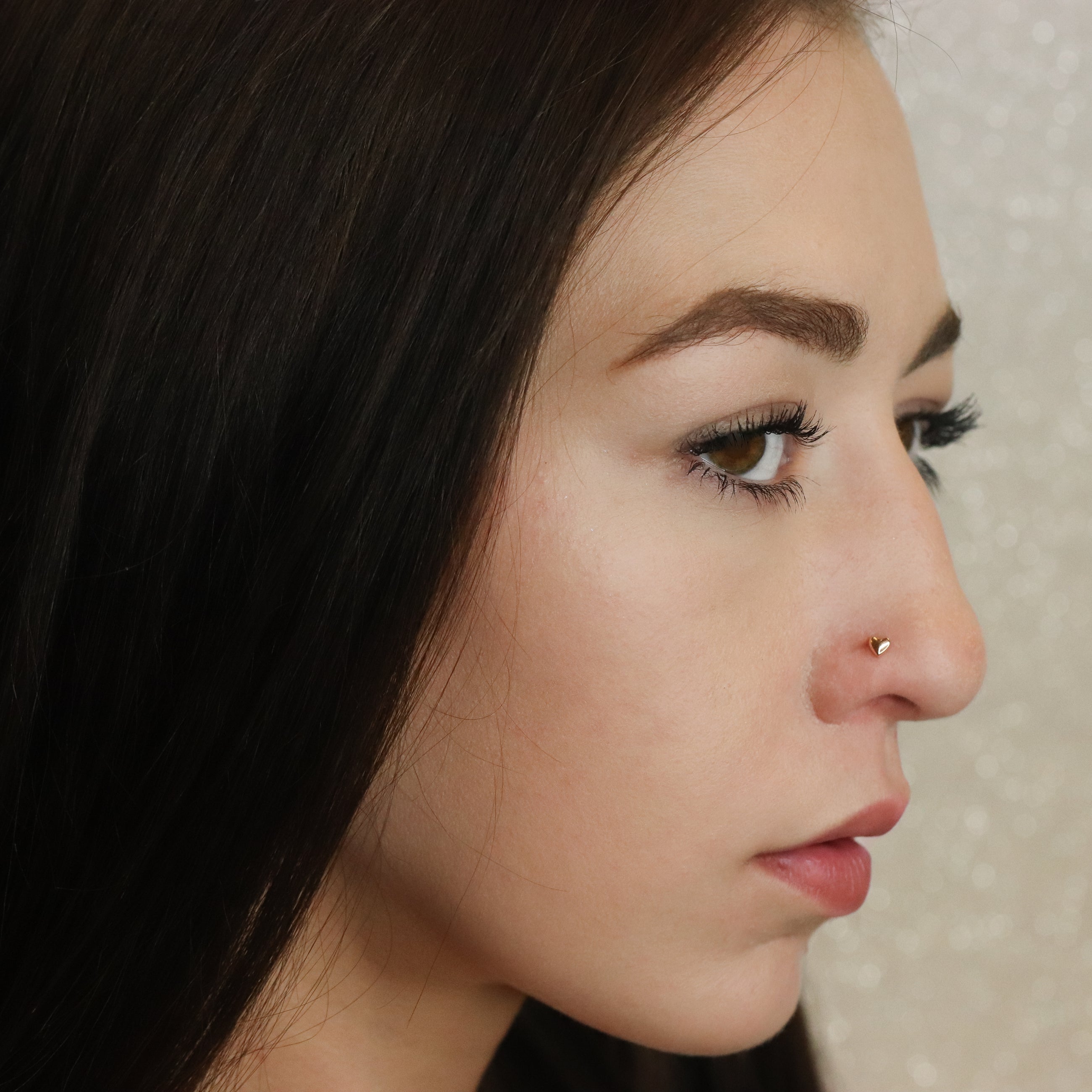 Gold Heart Nose Pin (18K)