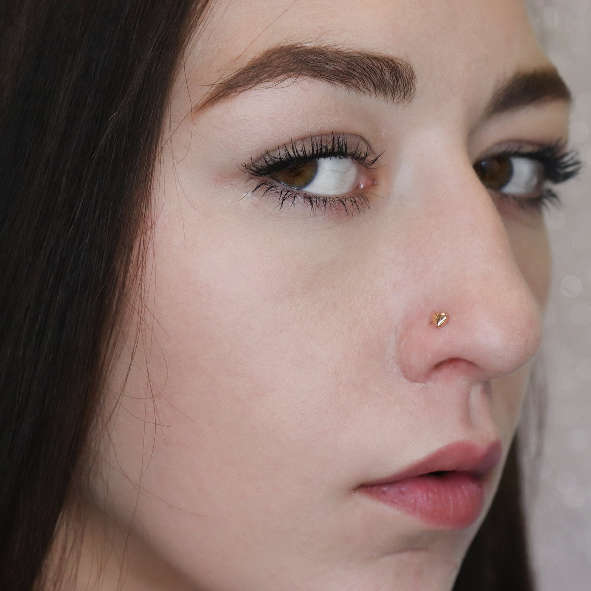 Pin Point Nose Gold Heart Nose Pin (18K) | The Proposal Room