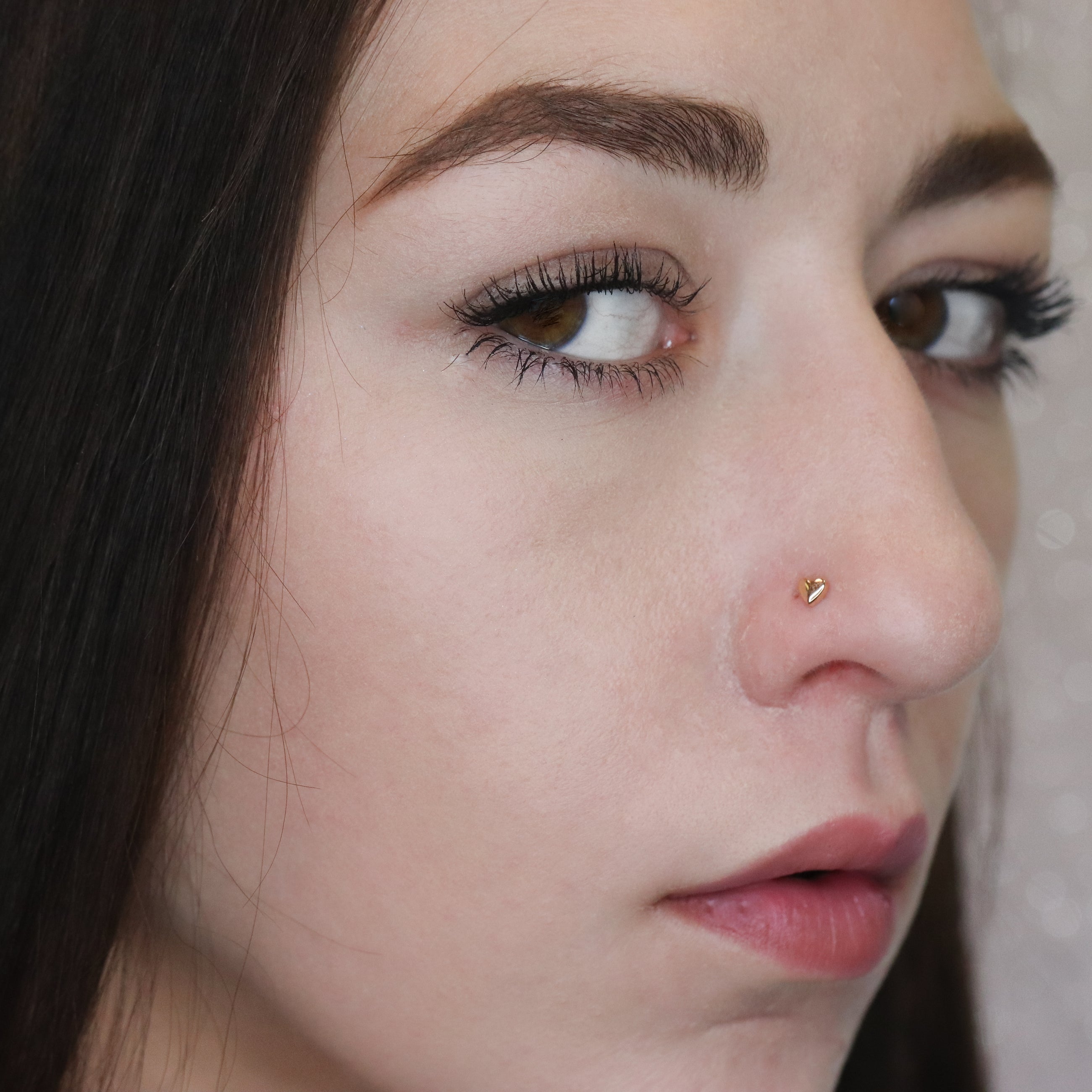 Gold Heart Nose Pin (18K)