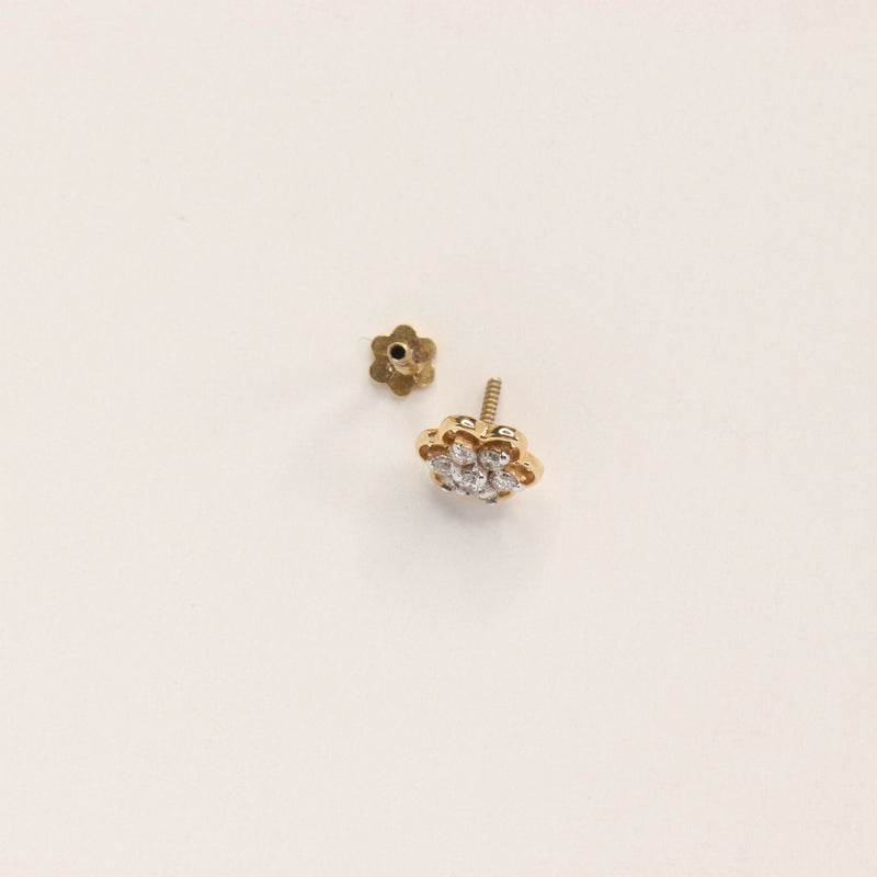 Floral Nosepin with Diamonds (18K)