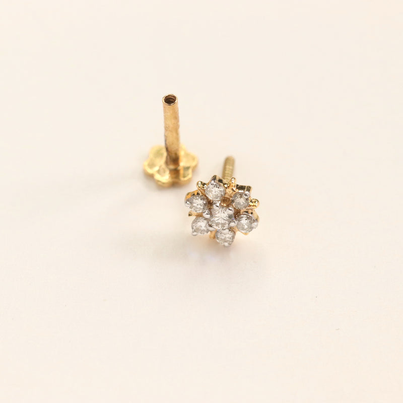 Floral Nosepin with Diamonds (18K)