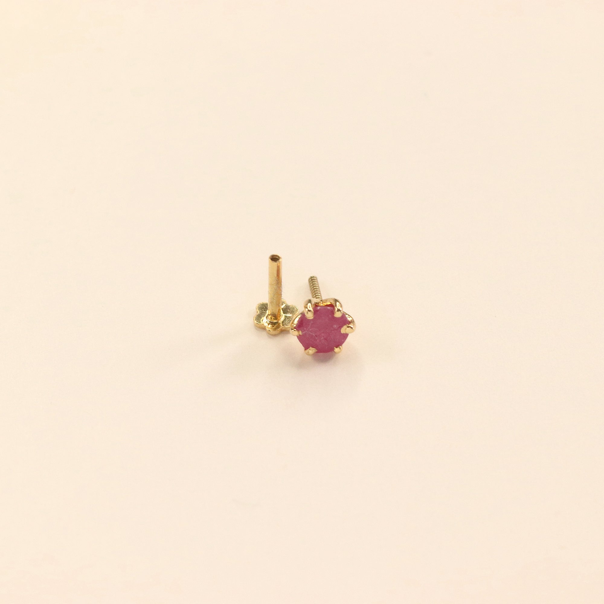 Red Ruby Nose Pin (18K)