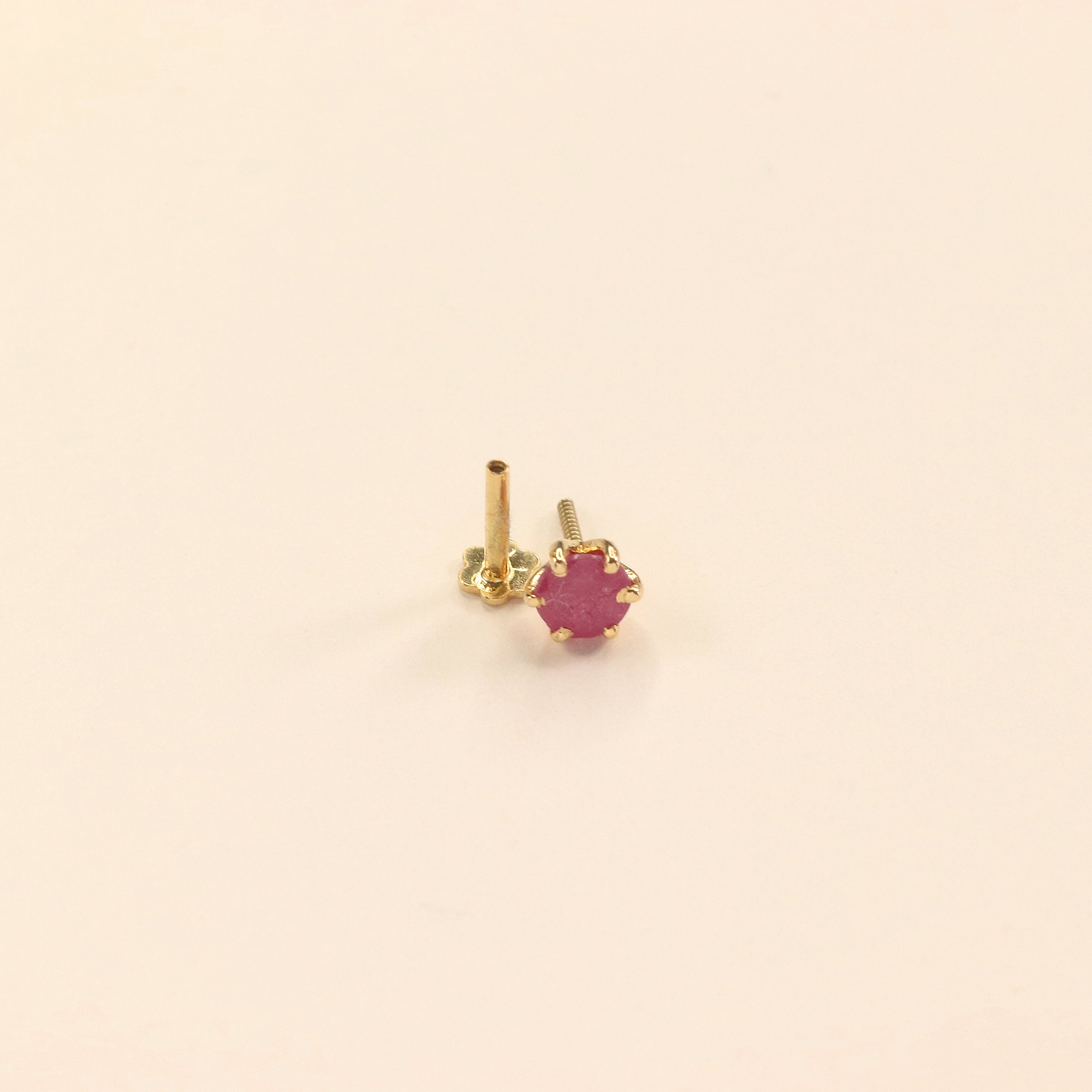 Red Ruby Nose Pin (18K)