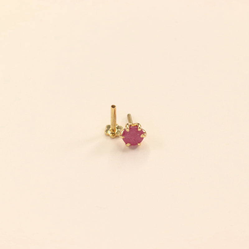 Red Ruby Nose Pin (18K)