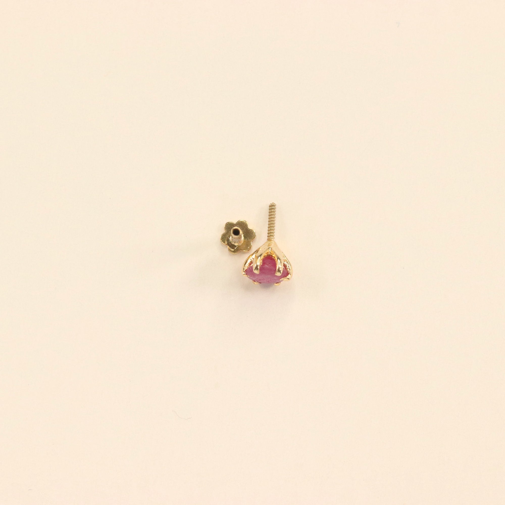 Red Ruby Nose Pin (18K)