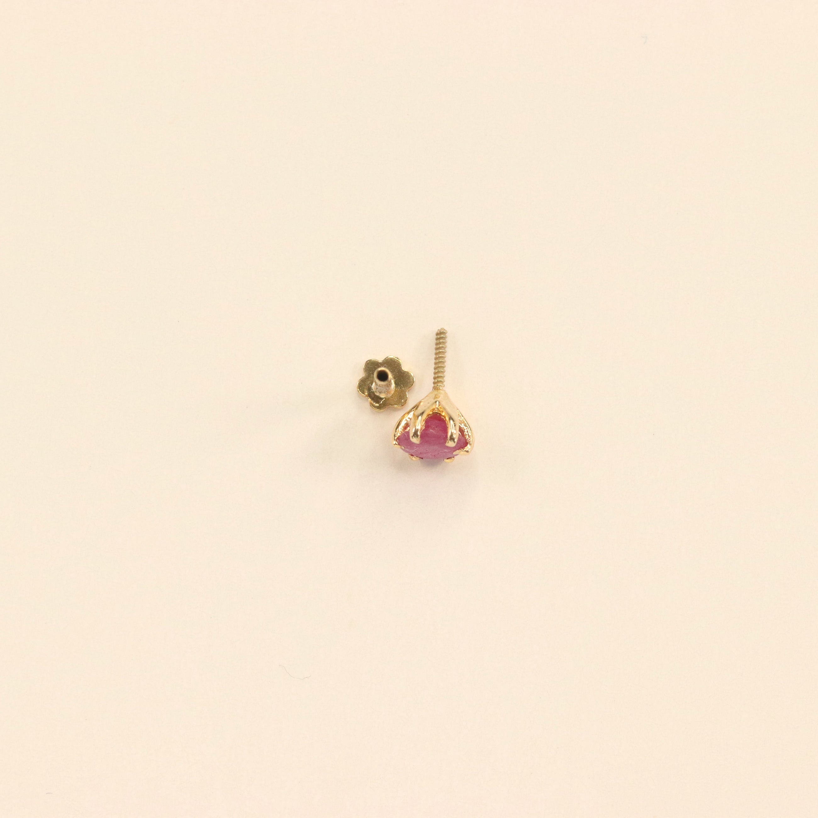 Red Ruby Nose Pin (18K)