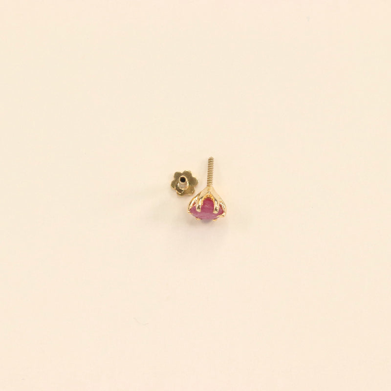 Red Ruby Nose Pin (18K)