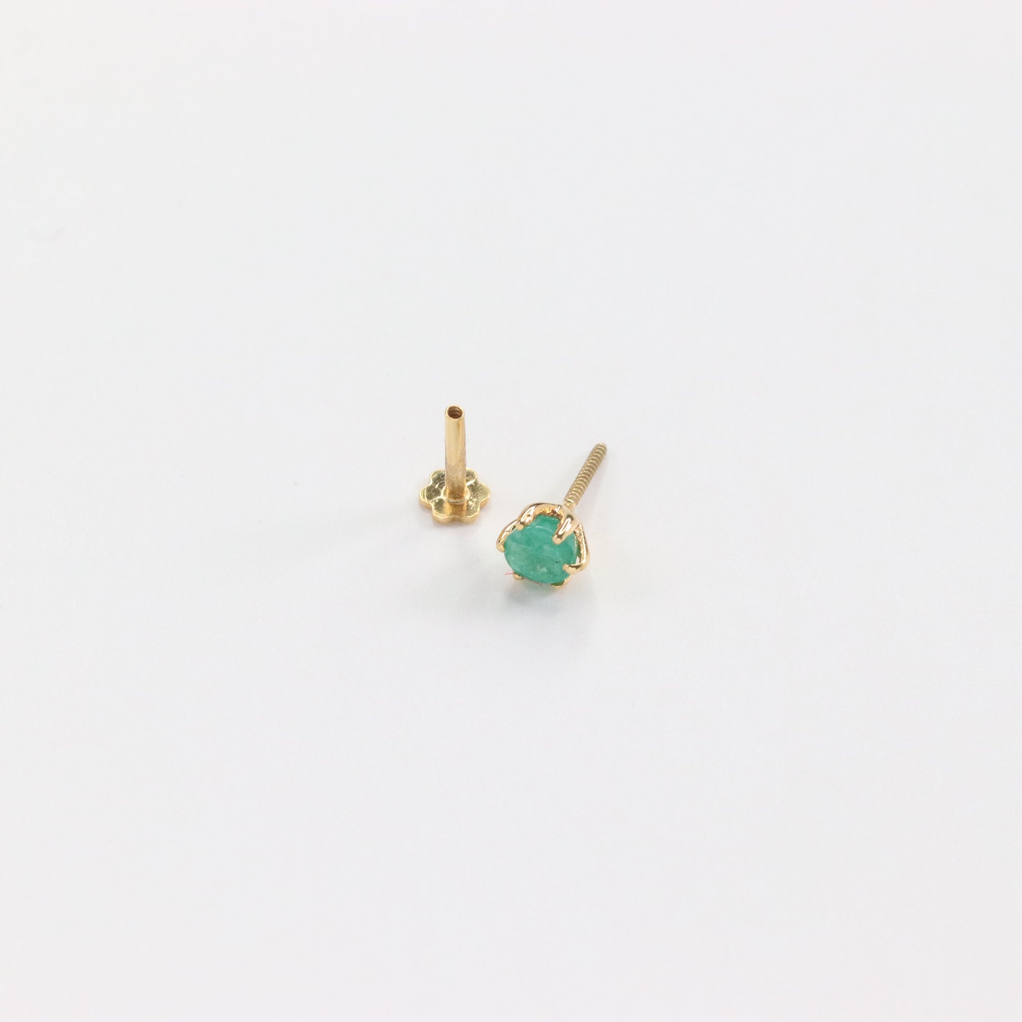 Green Emerald Nose Pin (18K)