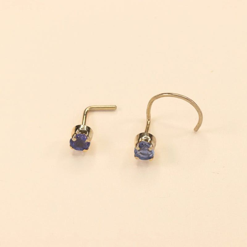 Deep Blue Nose Pin (18K)