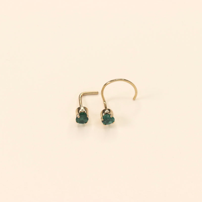 Emerald Green Nose Pin (18K)