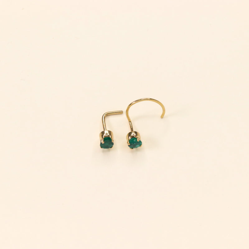 Emerald Green Nose Pin (18K)