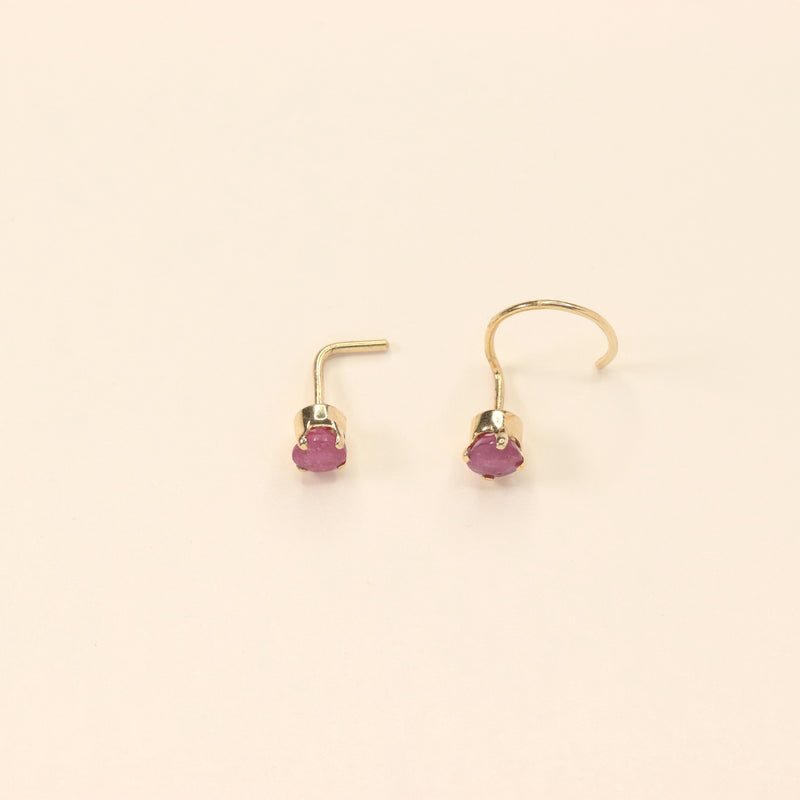Red Ruby Nose Pin (18K)