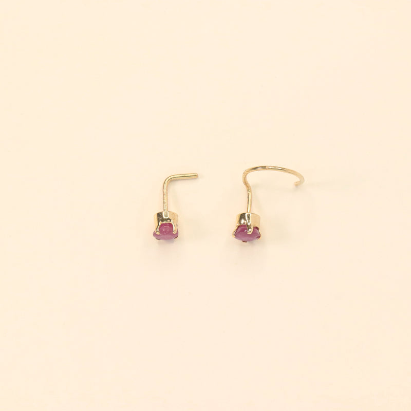 Red Ruby Nose Pin (18K)