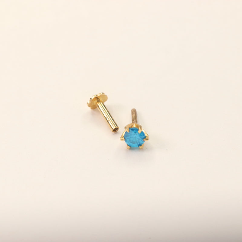 Light Blue Nose Pin (18K)