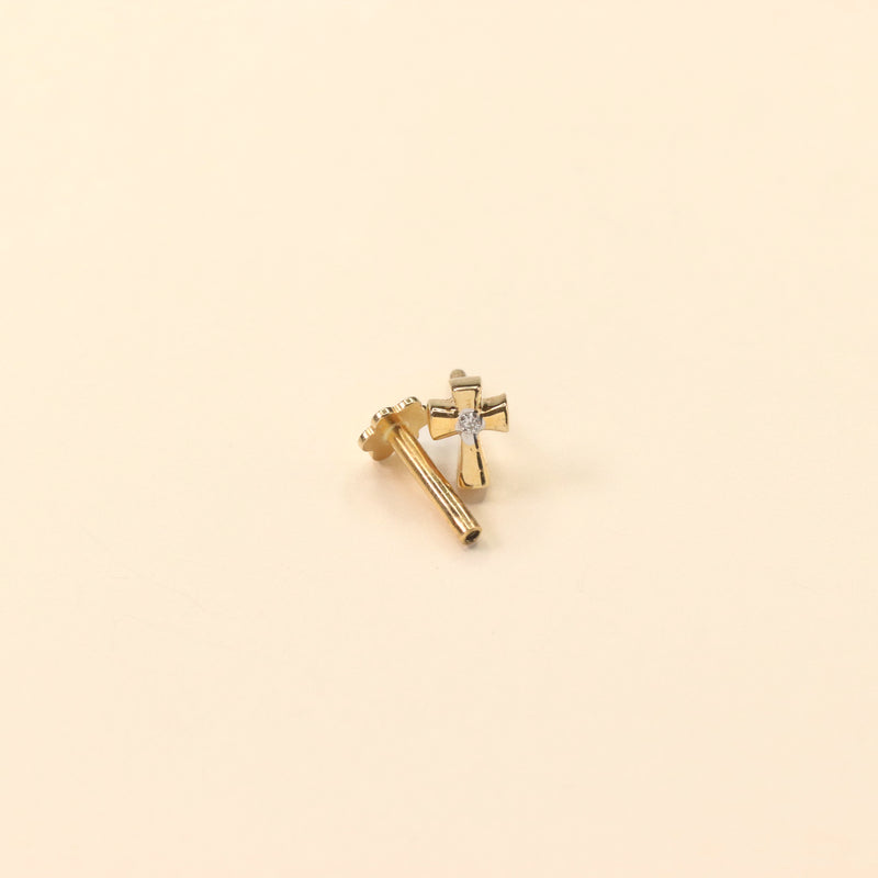 Crucifix Diamond Nose Pin (18K)