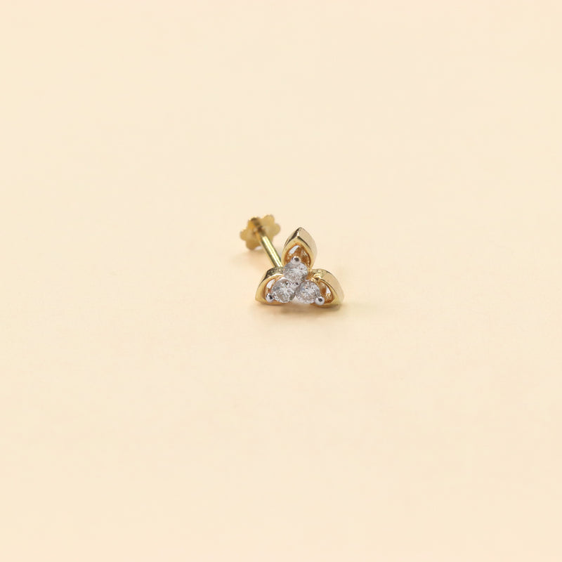Cloverleaf Nose Pin with Diamonds (18K)