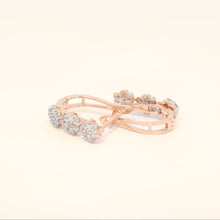 Rose gold hoop huggies with natural diamonds