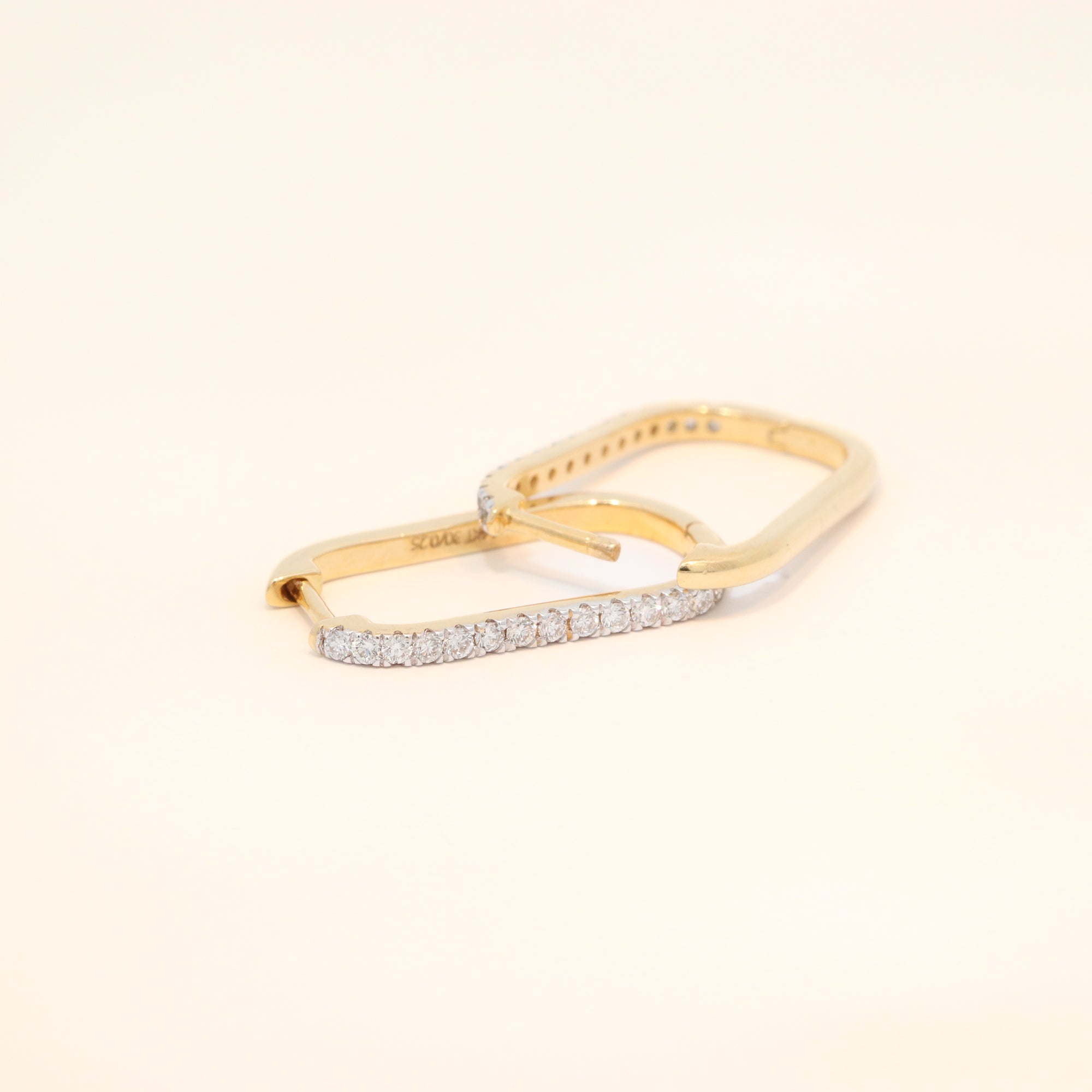 Gold Hoop Huggies with Diamonds