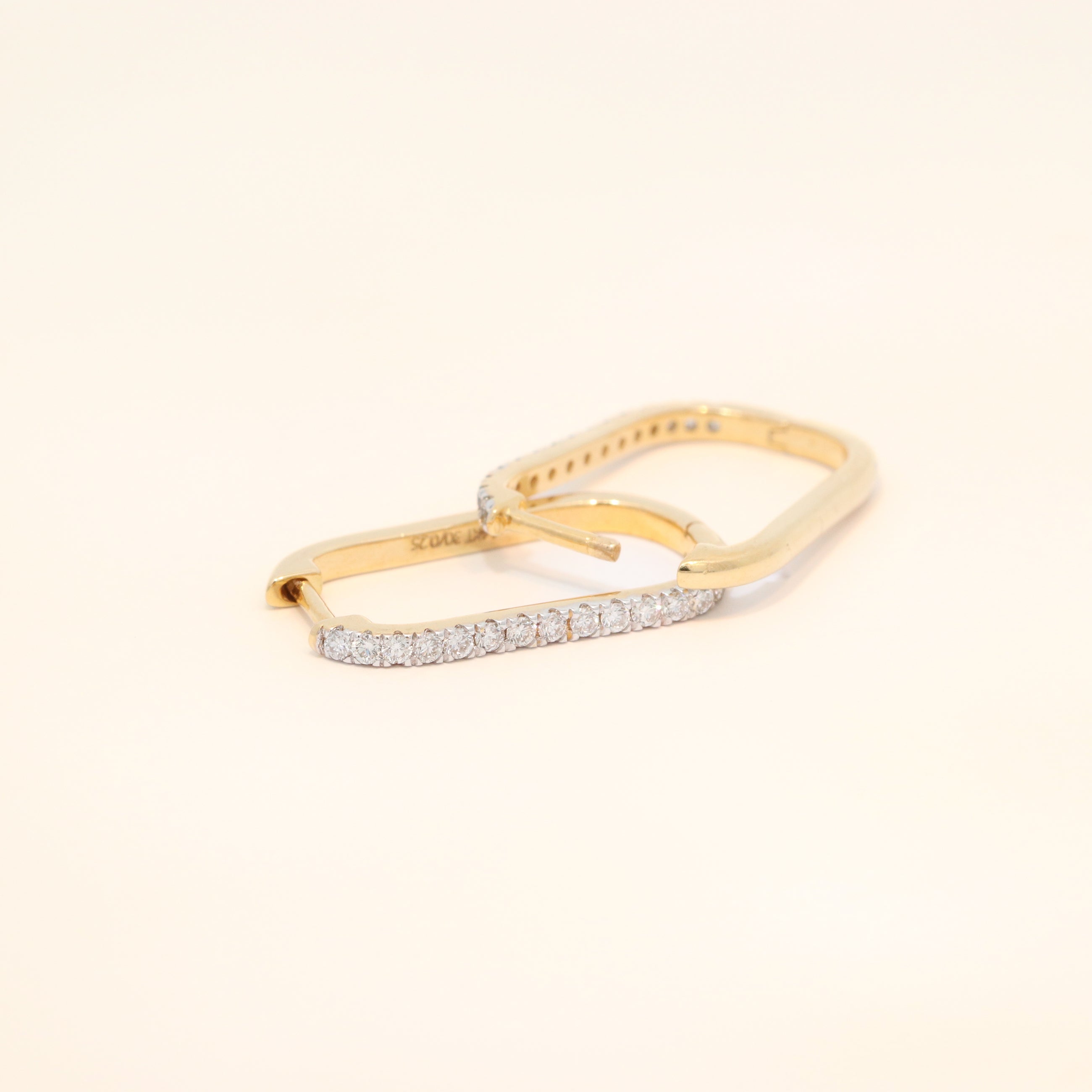 Gold Hoop Huggies with Diamonds
